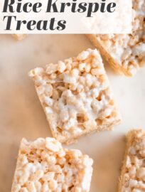 Better than the back-of-the-box, these Brown Butter Rice Krispie Treats are thick, chewy, and extra delicious, thanks to nutty browned butter, a pinch of sea salt, and bonus pockets of soft marshmallows swirled throughout. Don't worry: they're every bit as quick and easy to make as the original.