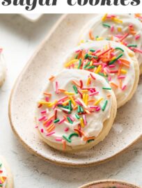 The BEST Soft Frosted Sugar Cookies!! These melt in your mouth, with a tender crumb and buttery flavor, and are every bit as beautiful as store-bought!