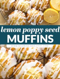 Perfectly moist and tender lemon poppy seed muffins make for a bright and sunny breakfast or snack! This quick and easy recipe uses Greek yogurt and pantry staples to deliver soft muffins infused with fresh lemon flavor, with a simple lemon glaze for even more flavor. Freezer-friendly, too!