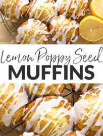 Perfectly moist and tender lemon poppy seed muffins make for a bright and sunny breakfast or snack! This quick and easy recipe uses Greek yogurt and pantry staples to deliver soft muffins infused with fresh lemon flavor, with a simple lemon glaze for even more flavor. Freezer-friendly, too!