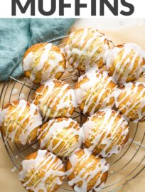 Perfectly moist and tender lemon poppy seed muffins make for a bright and sunny breakfast or snack! This quick and easy recipe uses Greek yogurt and pantry staples to deliver soft muffins infused with fresh lemon flavor, with a simple lemon glaze for even more flavor. Freezer-friendly, too!