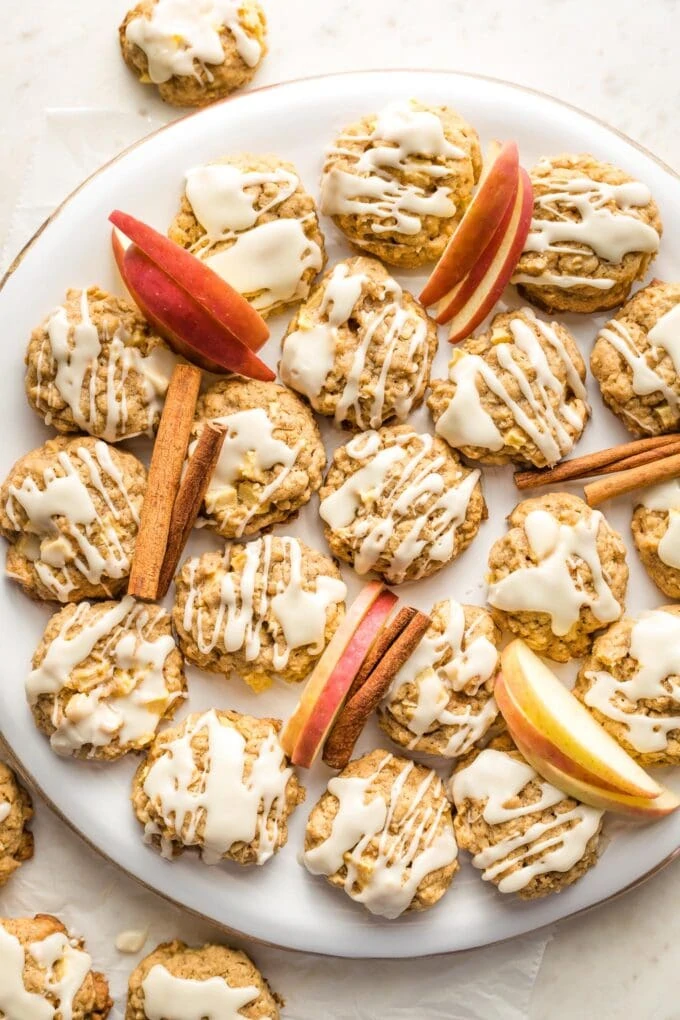 Apple Cinnamon Cookies with Maple Glaze -Fall Cookie Recipes