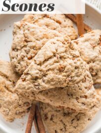 These Cinnamon Scones are buttery, tender, and bursting with warm spices and cinnamon chips. These rival anything from your local coffee shop, are super easy to make, and pair perfectly with morning coffee or afternoon tea.