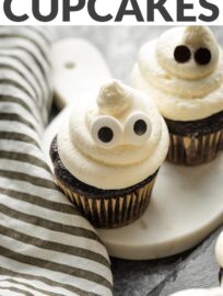 Celebrate Halloween with a choir of spooky white ghosts floating atop fluffy chocolate cupcakes. Easy, delicious, and incredibly fun!