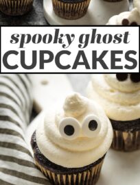 Celebrate Halloween with a choir of spooky white ghosts floating atop fluffy chocolate cupcakes. Easy, delicious, and incredibly fun!