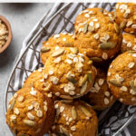 This healthy and easy recipe for pumpkin muffins is the best way to make them from scratch! You can use oil or applesauce, white or whole-wheat flour, so it's easy to adapt to your preferences and whatever you have on hand. They are moist, flavorful, and guilt-free, dreamy for breakfast, snacking, or sharing. Perfect for fall and Thanksgiving breakfast, too! #pumpkinrecipes #pumpkinmuffins #healthymuffins