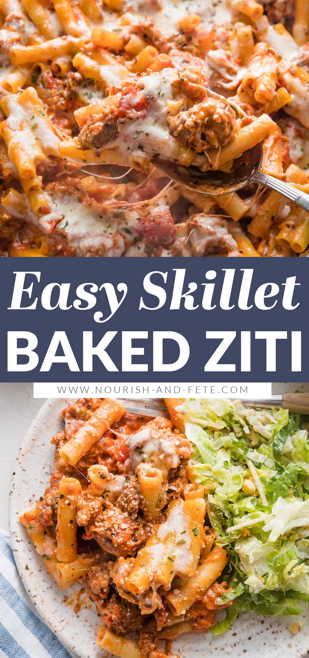 Skillet Baked Ziti - Nourish and Fete