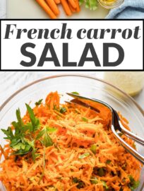 This French carrot salad recipe is simple, fresh, delicious, and healthy! Grated carrots, fresh parsley, and an easy honey Dijon dressing make the magic.