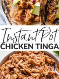 When you want restaurant-quality tacos at home, turn to this Instant Pot Chicken Tinga. It comes together fast, has the most amazing flavor, and is perfect in everything from tacos to burritos to salads to bowls.