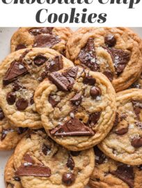 Salted Caramel Chocolate Chip Cookies are a dreamy mix of cozy and elevated, with craggy bits of dark chocolate caramel and flaked sea salt pressed into a tender, chewy chocolate chunk cookie base. I've made these nearly a dozen times yet always surprised by just how quickly they disappear!