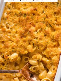 This Creamy Baked Mac and Cheese is comfort food at its most luxurious, a family favorite my kids request at every holiday and for countless family dinners when we all want something cozy. It's got a combination of cheeses melted into a rich, creamy sauce and tucked under a crisp breadcrumb topping. I love the super easy make ahead option, as well.