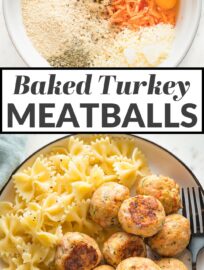 Baked turkey meatballs are chock full of lean protein and sneak in veggies, too! Easy to make, good for tiny eaters, and extremely delicious!