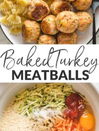Baked turkey meatballs are chock full of lean protein and sneak in veggies, too! Easy to make, good for tiny eaters, and extremely delicious!