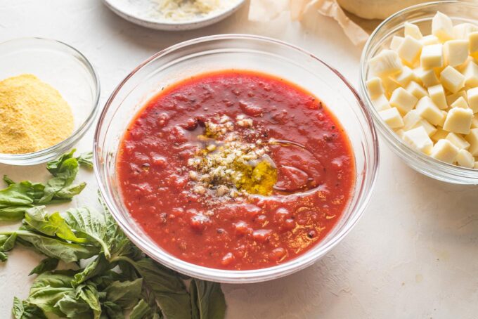 Bowl of homemade margherita sauce.