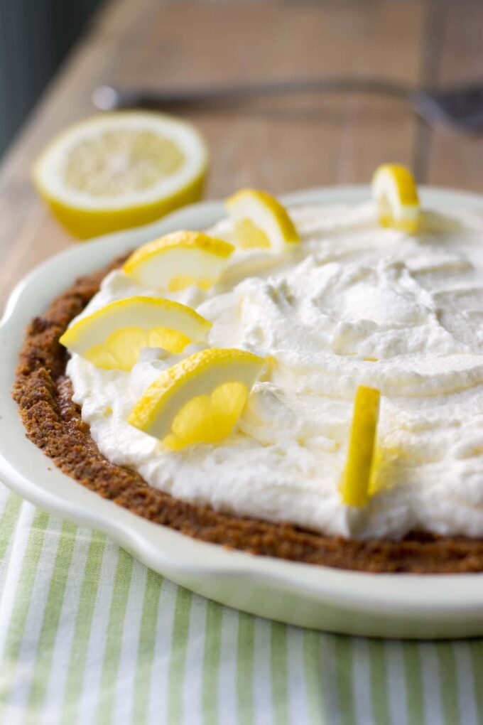 Lemon cream pie with a graham cracker crust