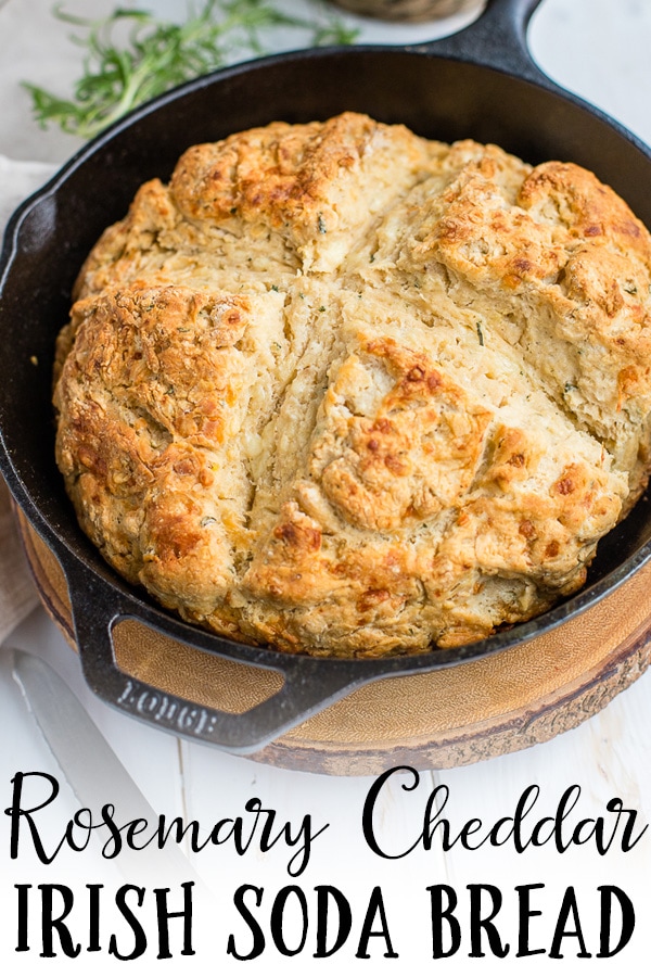 A savory Irish soda bread packed with fresh rosemary and sharp cheddar cheese makes the best St. Patrick's Day side or snack. #sodabread #irishsodabread #stpatricksday