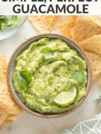 This Perfect Guacamole Recipe is simple, straightforward, and incredibly delicious. It takes only 10 minutes to make and is the perfect classic appetizer to make for Cinco de Mayo, game day, or any Mexican-inspired meal.