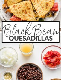 Simple Black Bean Quesadillas become a runaway hit with the addition of roasted red pepper and a quick seasoning blend. Easy and economical, too! We love these for a quick lunch, light dinner, snack or appetizer.