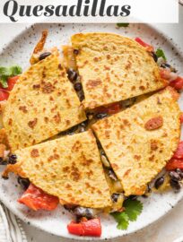 Simple Black Bean Quesadillas become a runaway hit with the addition of roasted red pepper and a quick seasoning blend. Easy and economical, too! We love these for a quick lunch, light dinner, snack or appetizer.