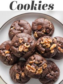 Thick, chewy double chocolate cookies with a hint of espresso and plenty of walnuts mixed in. These are a rich treat, perfect for pairing with coffee and sharing with your favorite friends.