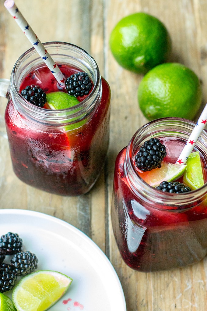 Blackberry lime margaritas are a great summer cocktail, and the perfect drink for your BBQ, cookout, or summer celebration.