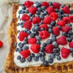 Puff pastry tart with berries and mascarpone. A perfect summer dessert, great for Fourth of July!