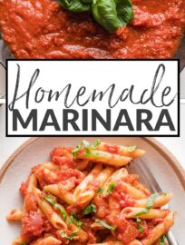 This simple marinara sauce is easy to make in your very own kitchen with just a handful of everyday ingredients. It has delicious Italian flavor, keeps well, and can be used in countless ways. This is a great staple recipe if you want to cook more basics from scratch.