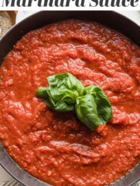 This simple marinara sauce is easy to make in your very own kitchen with just a handful of everyday ingredients. It has delicious Italian flavor, keeps well, and can be used in countless ways. This is a great staple recipe if you want to cook more basics from scratch.