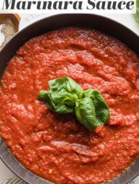 This simple marinara sauce is easy to make in your very own kitchen with just a handful of everyday ingredients. It has delicious Italian flavor, keeps well, and can be used in countless ways. This is a great staple recipe if you want to cook more basics from scratch.