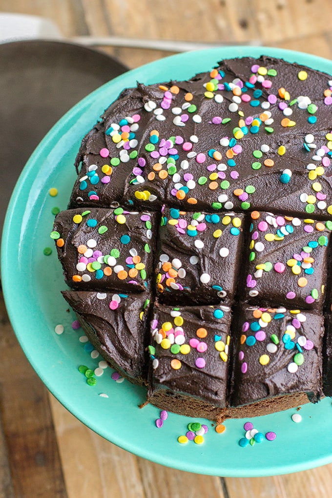 Everyday chocolate snack cake | Simple, one-layer chocolate cake with dark chocolate frosting, an easy dessert to feed a crowd.