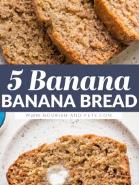 This is the banana bread recipe my family requests again and again - moist, tender, and bursting with banana flavor, thanks to the use of five (!!) entire bananas in one loaf.