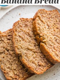 This is the banana bread recipe my family requests again and again - moist, tender, and bursting with banana flavor, thanks to the use of five (!!) entire bananas in one loaf.