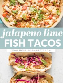 These tasty Jalapeno Lime Fish Tacos are healthy, fresh, and packed with flavor. An easy 30-minute meal to escape the weeknight dinner rut.