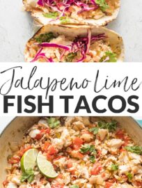 These tasty Jalapeno Lime Fish Tacos are healthy, fresh, and packed with flavor. An easy 30-minute meal to escape the weeknight dinner rut.