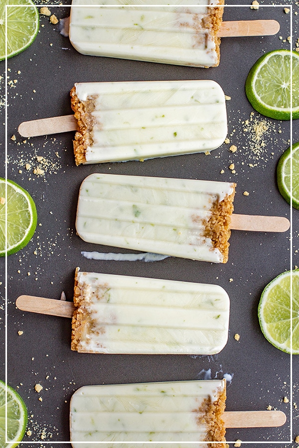 Key lime pie popsicles | Wholesome citrus popsicles with Greek yogurt, naturally-sweetened with honey, sugar-free.