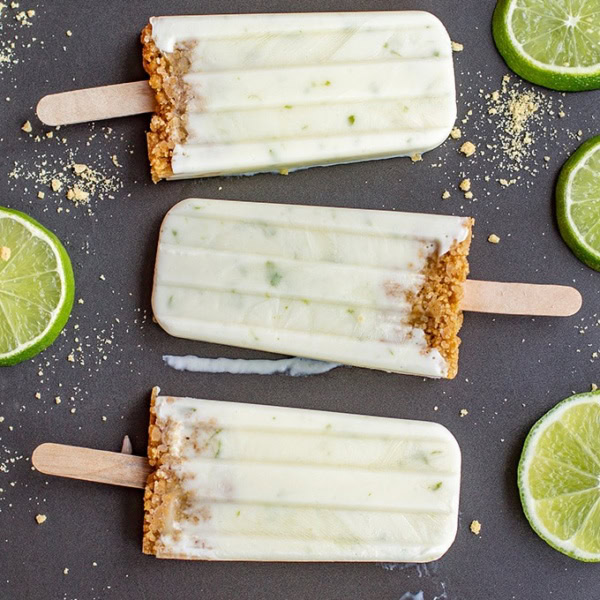 Key lime pie popsicles | Wholesome citrus popsicles with Greek yogurt, naturally-sweetened with honey, sugar-free.