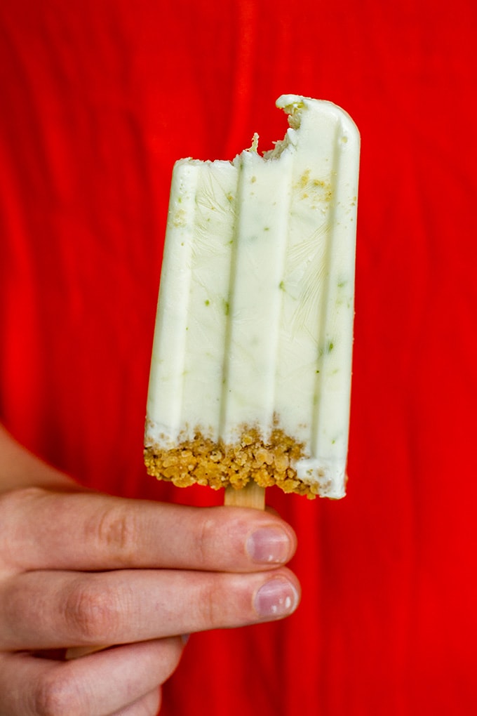 Key lime pie popsicles | Wholesome citrus popsicles with Greek yogurt, naturally-sweetened with honey, sugar-free.