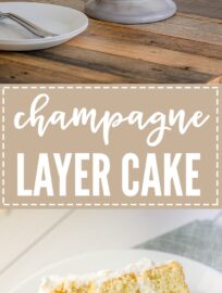 Champagne layer cake | Tender, sweet champagne-infused cake with champagne buttercream frosting, perfect for any celebration! #cake #champagne #engagement #newyears