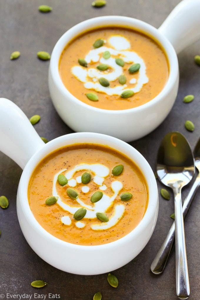 Curried pumpkin coconut soup - everdayeasyeats.com