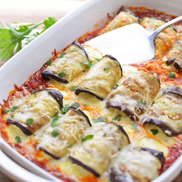 Cheesy eggplant stuffed shells - simpleseasonal.com