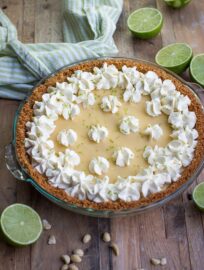 Key Lime Pie | A cool, creamy, classic spring summer dessert, fast and easy to make with fresh lime juice and a graham cracker macadamia nut crust.