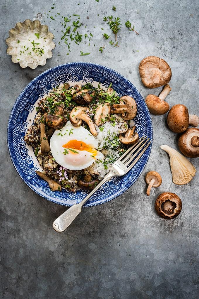 Vegetarian mushroom spinach quinoa risotto - supergoldenbakes.com