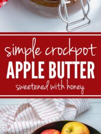 Crockpot honey apple butter | Fall baking starts with this amazing homemade apple butter, made in the slow cooker, sweetened with honey. #applebutter #fallbaking #crockpot