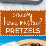 Crunchy honey mustard pretzels | A simple, easy, addictive snack for game day or after school treats. #footballsnacks #seasonedpretzels