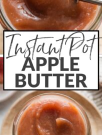 Instant Pot Apple Butter is easy to make and richly spiced with brown sugar, vanilla, cinnamon, cloves, and cardamom for an essential fall treat. Enjoy the apple butter as a spread on toast, mixed into oatmeal or yogurt, or baked into cinnamon rolls, French toast, or cookies. This is a fantastic way to use an excess of apples!