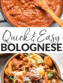 This quick and easy recipe for Weeknight Bolognese lets you enjoy a classic Italian meat sauce simplified into a 30-minute meal. It's a little bit Ina Garten, a little bit Marcella Hazan, and a whole lot of delicious.