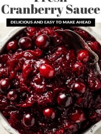 A spoonful of this super simple Homemade Cranberry Sauce can convert even the most die-hard canned cranberry aficionado. It's made with real whole cranberries and just 3 other ingredients, takes just 15 minutes, and is best made several days ahead. A must-have for traditional holiday meals!