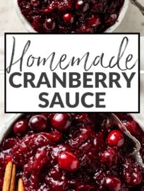 A spoonful of this super simple Homemade Cranberry Sauce can convert even the most die-hard canned cranberry aficionado. It's made with real whole cranberries and just 3 other ingredients, takes just 15 minutes, and is best made several days ahead. A must-have for traditional holiday meals!