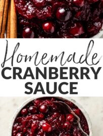 A spoonful of this super simple Homemade Cranberry Sauce can convert even the most die-hard canned cranberry aficionado. It's made with real whole cranberries and just 3 other ingredients, takes just 15 minutes, and is best made several days ahead. A must-have for traditional holiday meals!