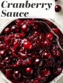 A spoonful of this super simple Homemade Cranberry Sauce can convert even the most die-hard canned cranberry aficionado. It's made with real whole cranberries and just 3 other ingredients, takes just 15 minutes, and is best made several days ahead. A must-have for traditional holiday meals!